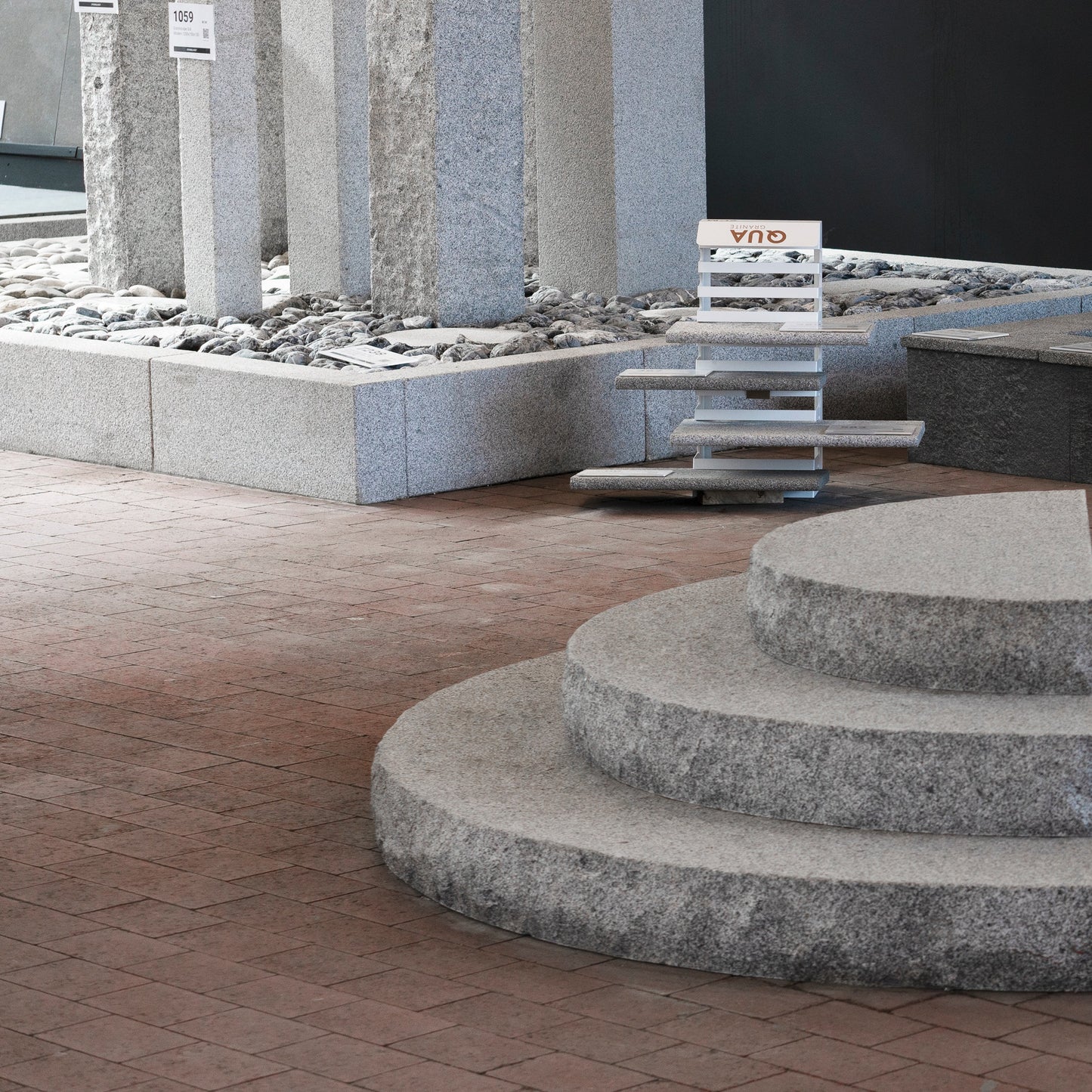 Entrance Step Granite Bergama Grey Round 1100x550x150